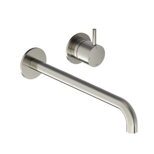 Inbouw Wastafelkraan Hotbath Cobber 25 cm Gebogen Uitloop 1-Hendel Geborsteld Nikkel