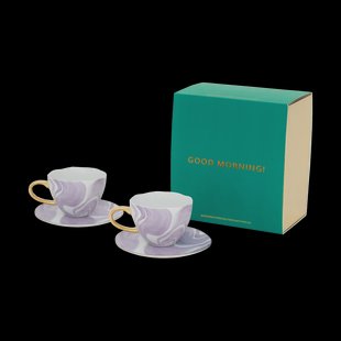 URBAN NATURE CULTURE Good Morning geschenkset Cappuccino mok & schotel 2-pack Valuri violet