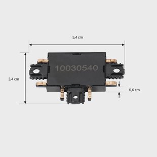 Lindby T-stekker Lumaro, zwart, 5,4 cm, kunststof
