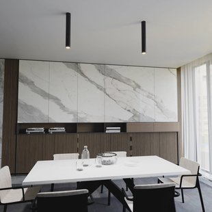 EMIBIG LIGHTING Plafondspot Tecno 1L, staal, GU10, hoogte 45 cm, zwart