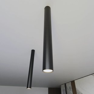 EMIBIG LIGHTING Plafondspot Tecno 1XL, staal, GU10, hoogte 60 cm, zwart