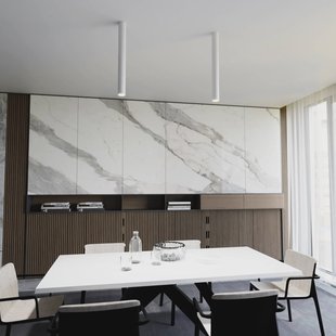 EMIBIG LIGHTING Plafondspot Tecno 1XL, staal, GU10, hoogte 60 cm, wit