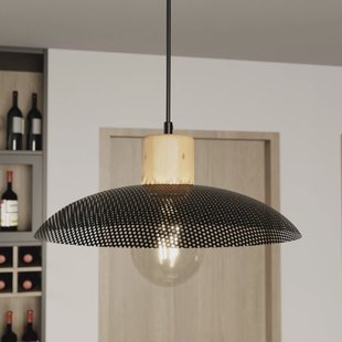 EMIBIG LIGHTING Hanglamp Kobe, 1-lamp, staal, hout, zwart