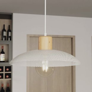 EMIBIG LIGHTING Hanglamp Kobe, 1-lamp, staal, hout, wit