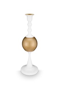 Pip Studio Metalen Kandelaar Bol Medium Wit-Goud 37cm