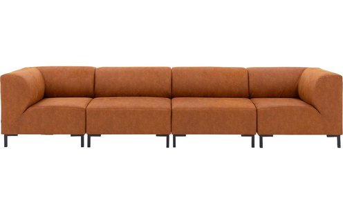 Goossens Excellent Bank Marshall cognac, micro leer, 2 x 1,5-zits, urban industrieel