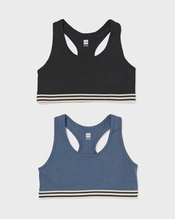 HEMA Kinder croptops stretch katoen - 2 stuks zwart (zwart)