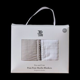 Jack o Juno Pom Pom hydrofiele doek 120x120 cm 2-pack Pearl & Dusty gray