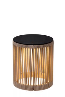 Lucide Pingi - oplaadbare vloerlamp - Ø 33,5 x 36,5 cm - 3 stappen dimbaar - IP44 - taupe