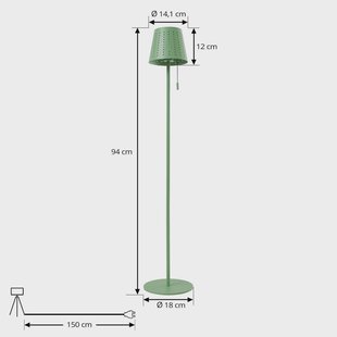 Lindby LED vloerlamp op zonne-energie Hilario, groen, ijzer, oplaadbare