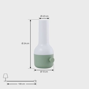 Lindby LED oplaadbare buiten tafellamp Isaline, groen, dimbaar