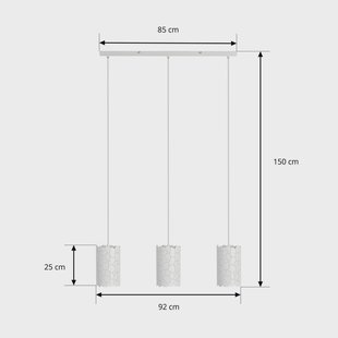 Lindby hanglamp Aralena, wit, 3-lamps, lengte 92 cm