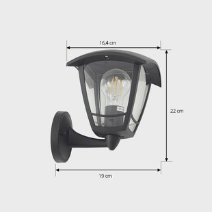 Lindby buitenwandlamp Isidoro, zwart, lantaarn, kunststof