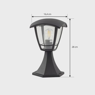 Lindby Isidoro sokkellamp, zwart, hoogte 28 cm, kunststof