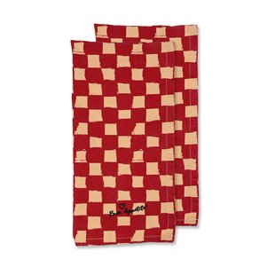 Byon Love theedoek 50x70 cm 2-pack Rood-zand