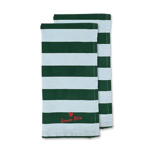 Byon Love theedoek 50x70 cm 2-pack Groen-lichtblauw