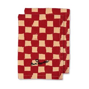 Byon Love servet 45x45 cm 2-pack Rood-zand