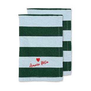 Byon Love servet 45x45 cm 2-pack Groen-lichtblauw