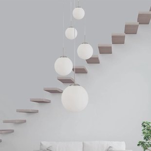 Steinhauer Bollique hanglamp, staal, opaal wit, glas, 5-lamps rond