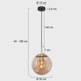 Steinhauer Bollique hanglamp, messing, Ø 30 cm, glas, 1-lamp, bol