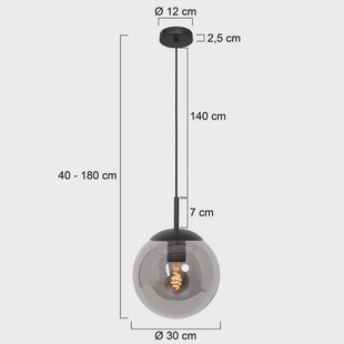 Steinhauer Bollique hanglamp, zwart, Ø 30 cm, glas, 1-lamp, bol