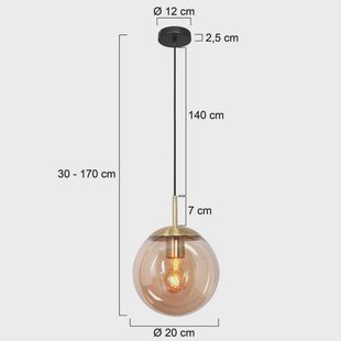 Steinhauer Bollique hanglamp, messing, Ø 20 cm, glas, 1-lamp, bol
