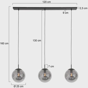 Steinhauer Bollique hanglamp, 3-lamps, lang, zwart, glas