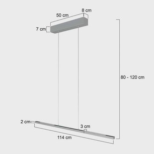Steinhauer Hanglamp Bande, omhoog/omlaag, staal, 120 cm, CCT, dimmer