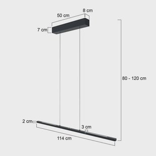 Steinhauer Hanglamp Bande, up/down, zwart, 120 cm, CCT, dimmer