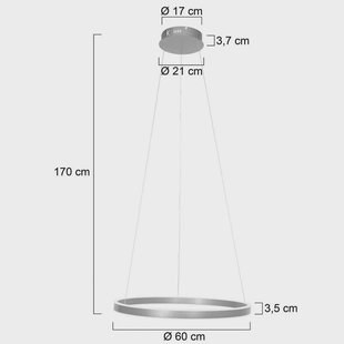 Steinhauer Ringlux hanglamp, Ø 60 cm, 2-lamps, staal