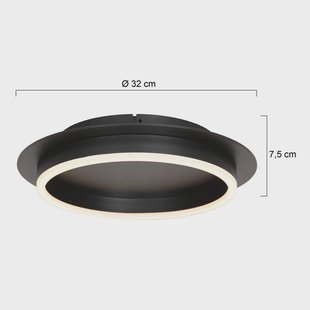 Steinhauer Ringlux plafondlamp, zwart, Ø 32 cm, metaal