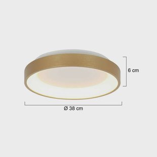 Steinhauer Ringlede LED plafondlamp, goud, hoogte 6 cm, Ø 38 cm