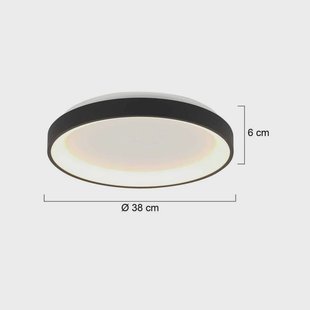 Steinhauer Ringlede LED plafondlamp, zwart, hoogte 6 cm, Ø 38 cm