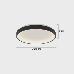 Steinhauer Ringlede LED plafondlamp, zwart, hoogte 6 cm, Ø 28 cm