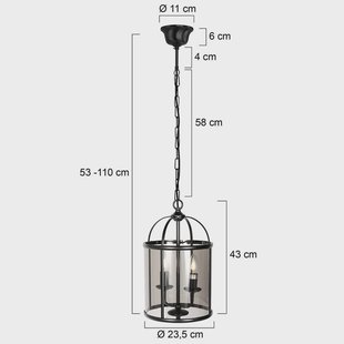 Steinhauer Hanglamp Pimpernel, Ø 23 cm, zwart, rookgrijs glas