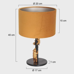 Steinhauer Tafellamp Animaux 8235ZW, metaal, fluweel, zwart, goud