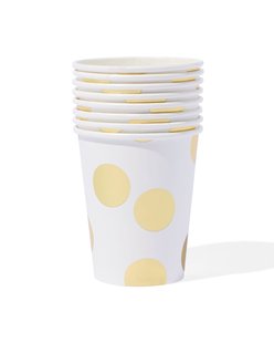 HEMA Papieren beker 250ml gouden stip - 8 stuks