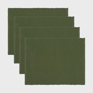 Linum Uni placemat 35x46 cm 4-pack Donker olijf groen