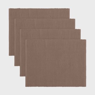 Linum Uni placemat 35x46 cm 4-pack Bruin grijs