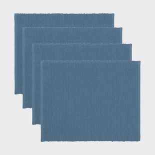 Linum Uni placemat 35x46 cm 4-pack Diepzeeblauw