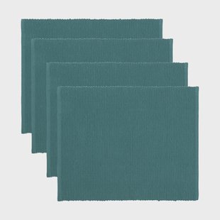 Linum Uni placemat 35x46 cm 4-pack Donker grijsturkoois