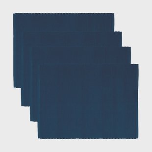Linum Uni placemat 35x46 cm 4-pack Indigoblauw