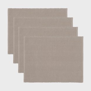Linum Uni placemat 35x46 cm 4-pack Bruin grijs