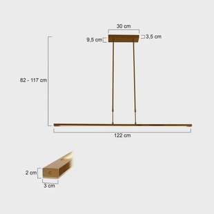 Steinhauer Hanglamp Zelena, brons, lengte 122cm, metaal, CCT