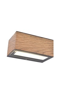 Lutec Gemini - buiten wandverlichting - 14 x 8,9 x 6,5 cm - 10,5W LED incl. - IP54 - hout