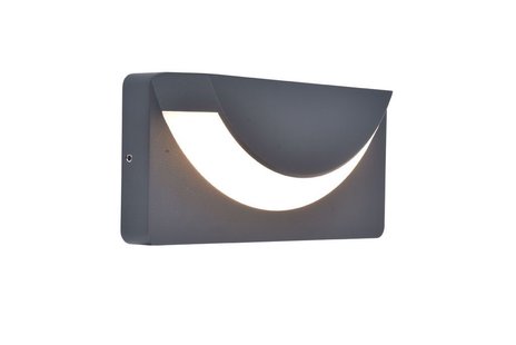 Lutec Lups - buiten wandlamp - 23,1 x 10,1 x 4,8 cm - 14W LED incl. - IP54 - donker grijs