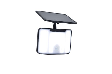 Lutec Kombo - verstraler met sensor op zonne-energie - 16 x 10,2 x 8,9 cm - 6W LED incl. - IP44 - zwart