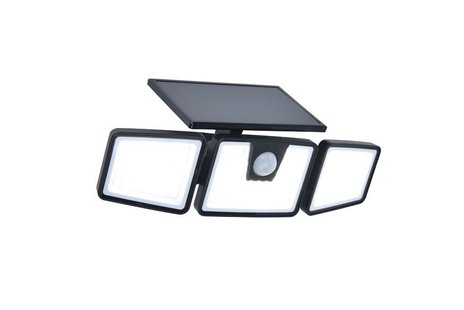 Lutec Briti - verstraler op zonne-energie met sensor - 26,7 x 8,3 x 12,75 cm - 6W LED incl. - IP44 - zwart