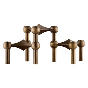 Stoff Nagel Stoff Nagel Kandelaar Set Van 3 Bruin Messing