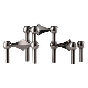 Stoff Nagel Stoff Nagel Kandelaar Set Van 3 Zwart/chroom